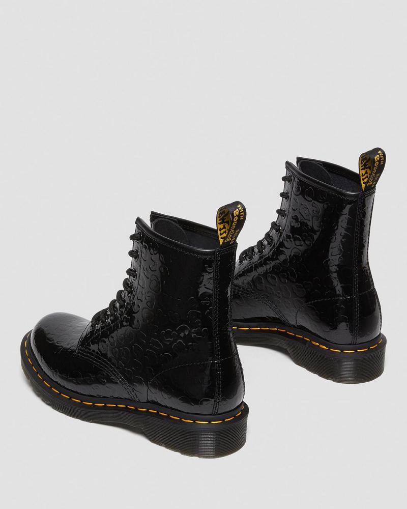 Dr Martens 1460 Leopard Emboss Lak Leren Enkellaars Dames Zwart Leopard | NL 90QMA